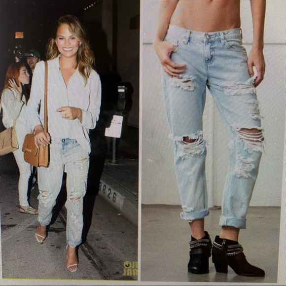 One Teaspoon Awesome Baggies Relaxed Distressed Tapered Rolled Jeans Size 27 - Picture 9 of 9